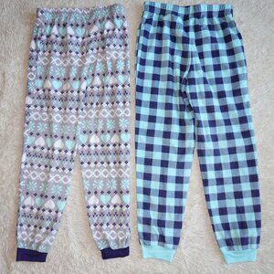 Girls Size Large 10/12 Cuddl Duds Fleece Pajama Pants 2-Piece Set, Like New